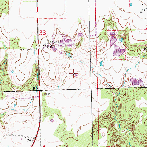 Topographic Map of Mike Russell Reservoir, OK