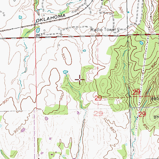 Topographic Map of R W Borders Reservoir, OK