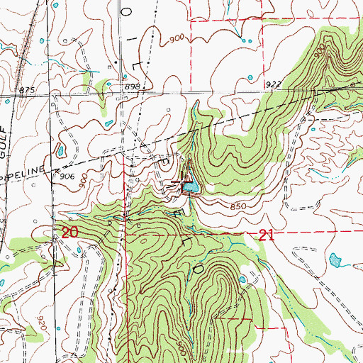 Topographic Map of Kenneth West Dam, OK