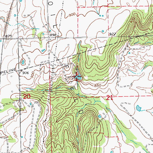 Topographic Map of Kenneth West Reservoir, OK