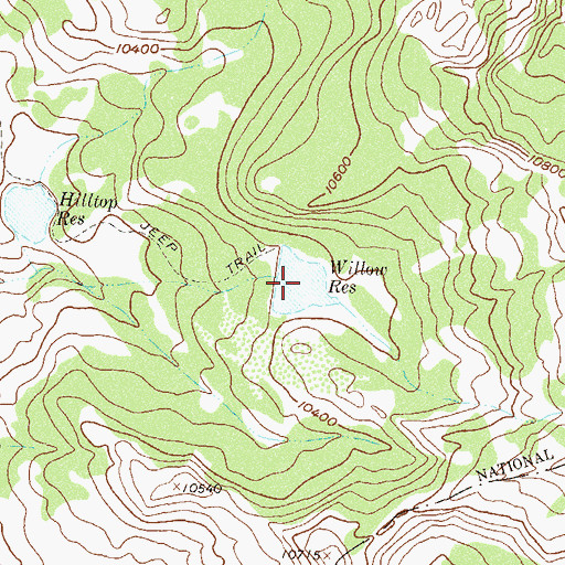 Topographic Map of Willow Reservoir, CO