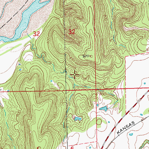 Topographic Map of Laverne Cates Dam, OK