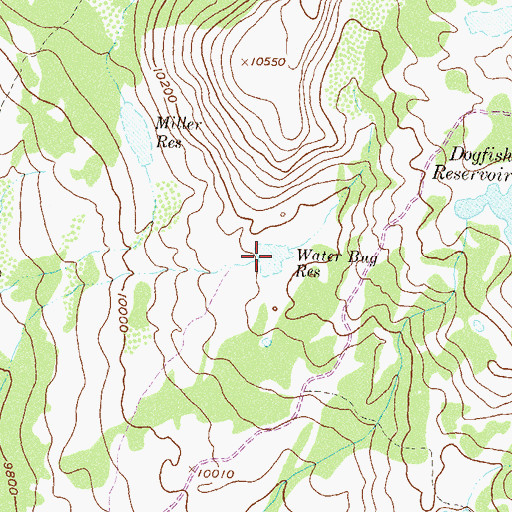 Topographic Map of Water Bug Reservoir, CO
