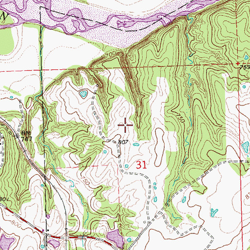 Topographic Map of Stanley Huser Dam, OK