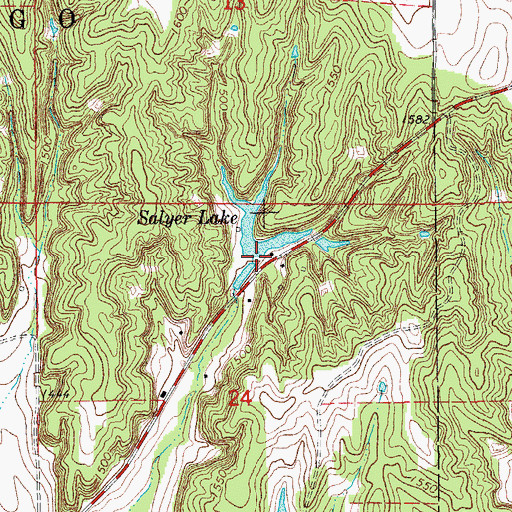 Topographic Map of Salyer Lake Dam, OK
