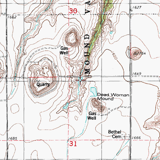 Topographic Map of Oknoname 015022 Dam, OK