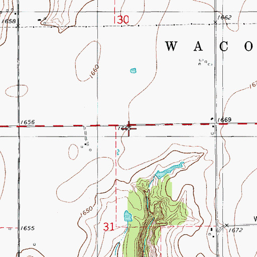 Topographic Map of Oknoname 015025 Dam, OK
