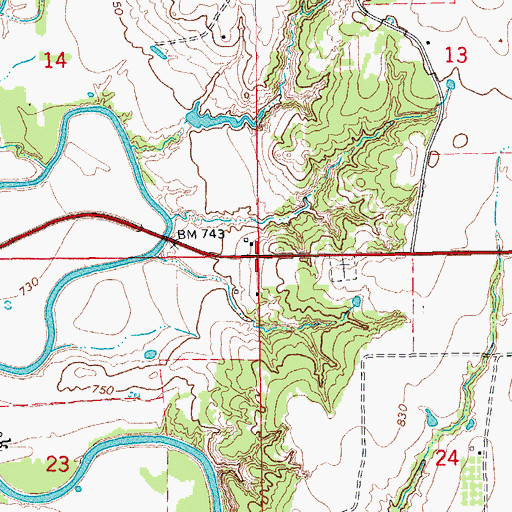Topographic Map of James Dula Pond 6, OK