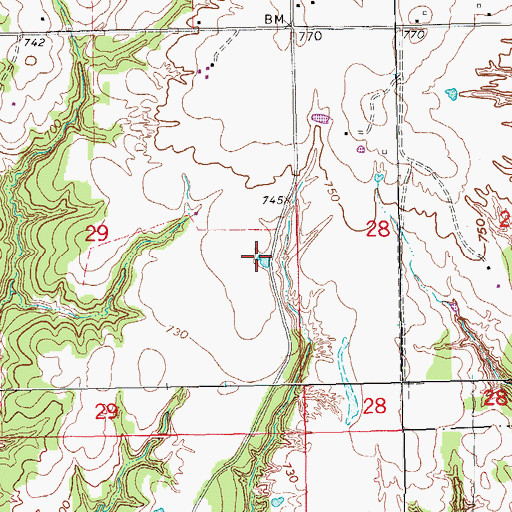 Topographic Map of H T Hicks Reservoir, OK