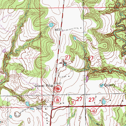 Topographic Map of Milford Clement Reservoir, OK