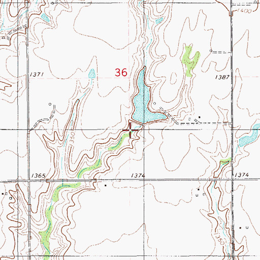 Topographic Map of Koehn Lake Dam, OK