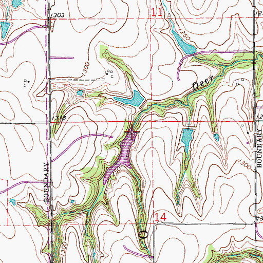 Topographic Map of Bill Garms Dam, OK