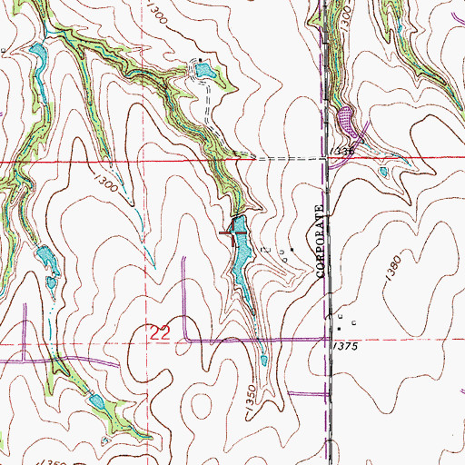 Topographic Map of J B Rivers Dam, OK