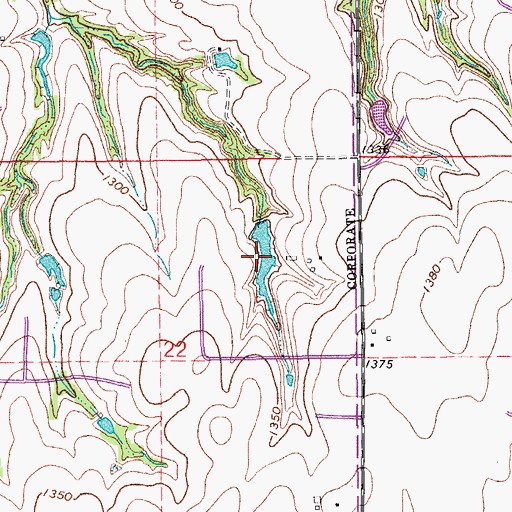 Topographic Map of J B Rivers Reservoir, OK