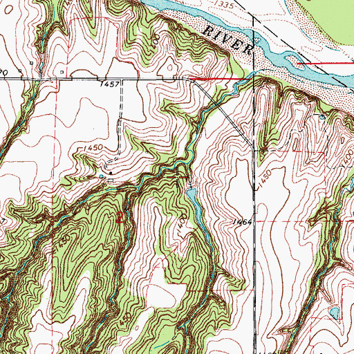 Topographic Map of Eugene Powers Dam, OK