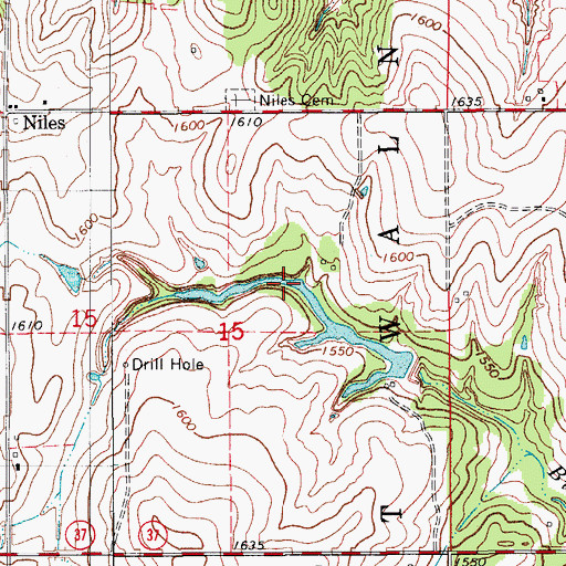 Topographic Map of Charles Freeman Number 1 Reservoir, OK