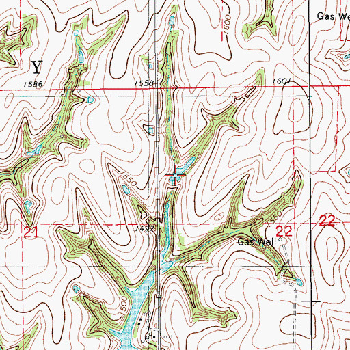Topographic Map of Garland Brooks Dam, OK