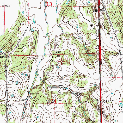 Topographic Map of E T Cope Dam, OK