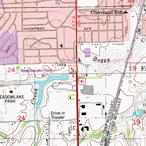 Topographic Map of Meadowlake Park Lake Dam, OK