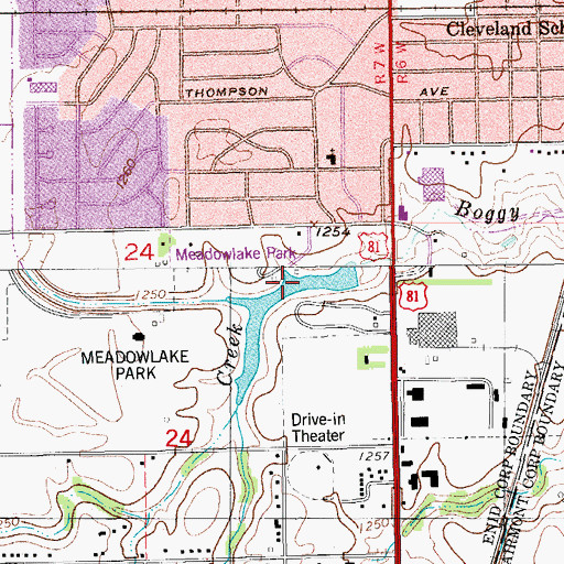 Topographic Map of Meadowlake Reservoir, OK
