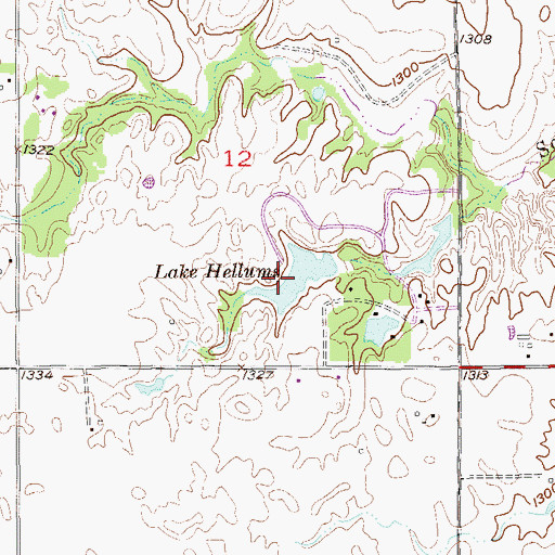Topographic Map of Lake Hellums, OK