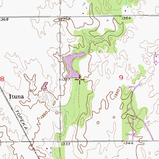 Topographic Map of Oknoname 04703 Dam, OK