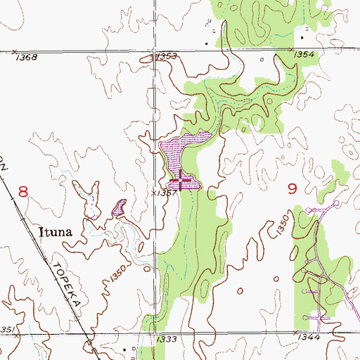 Topographic Map of Oknoname 04703 Reservoir, OK
