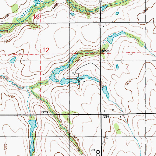Topographic Map of Richard Cox Dam, OK