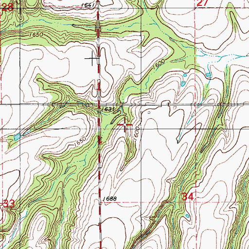 Topographic Map of Widney Irrigation Reservoir, OK