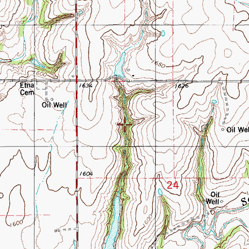 Topographic Map of Nelson Burns Reservoir, OK