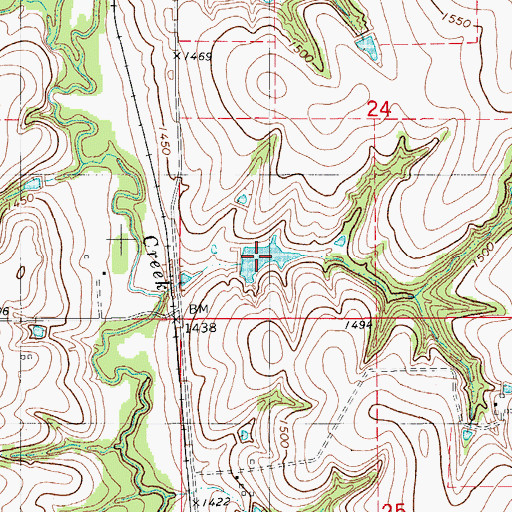 Topographic Map of John Shawyer Reservoir, OK