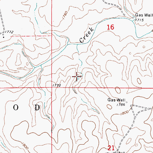 Topographic Map of Selman Gp1 Reservoir, OK