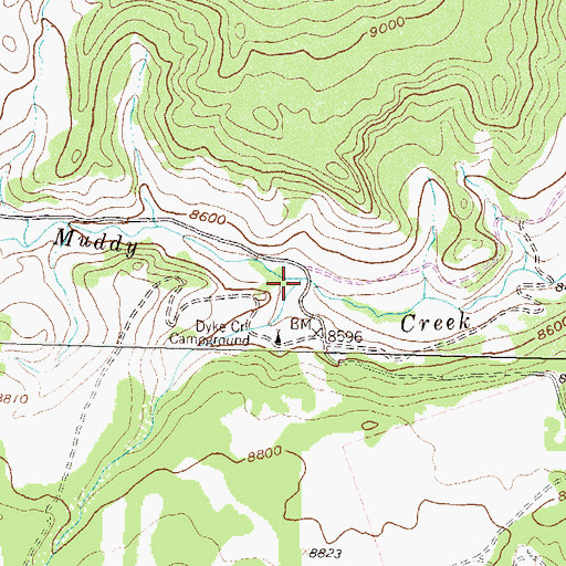 Topographic Map of Dyke Creek, CO