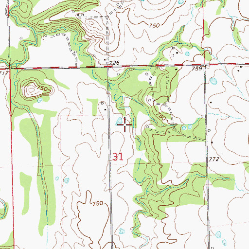 Topographic Map of Okfuskee Tributary Site B2 Dam, OK