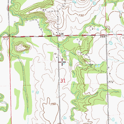 Topographic Map of Okfuskee Tributary Site B2 Reservoir, OK