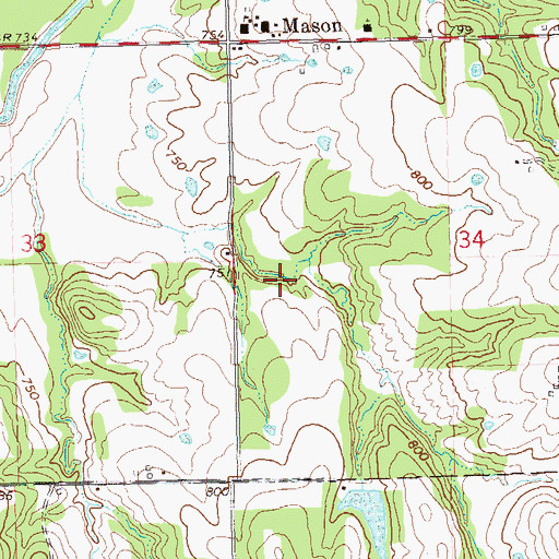 Topographic Map of Okfuskee Tributary Site W3 Dam, OK