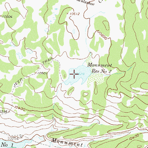 Topographic Map of Monument Reservoir Number 2, CO