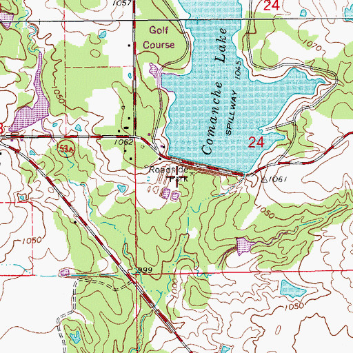 Topographic Map of Comanche Lake Dam, OK