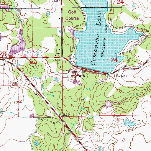 Topographic Map of Comanche Reservoir, OK