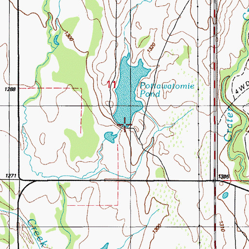 Topographic Map of Potawatomi Twins Dam, OK