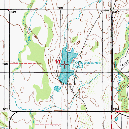Topographic Map of Potawatomi Twins Reservoir, OK