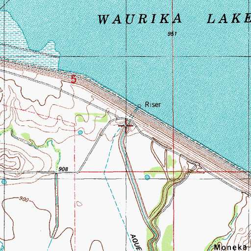 Topographic Map of Waurika Dam, OK
