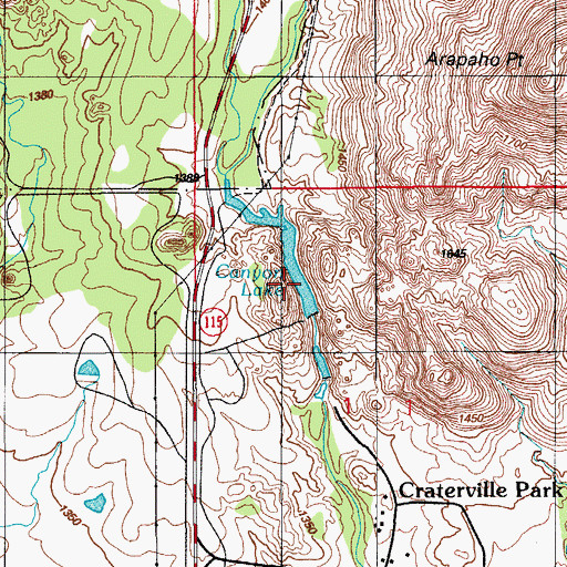 Topographic Map of Upper Canyon Lake Dam, OK