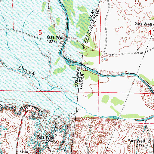 Topographic Map of Optima Dam, OK