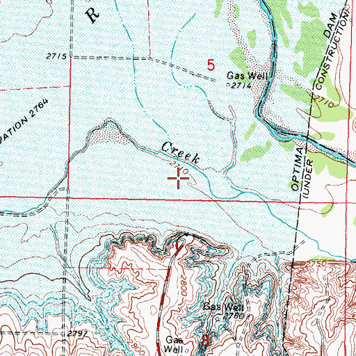 Topographic Map of Optima Lake, OK