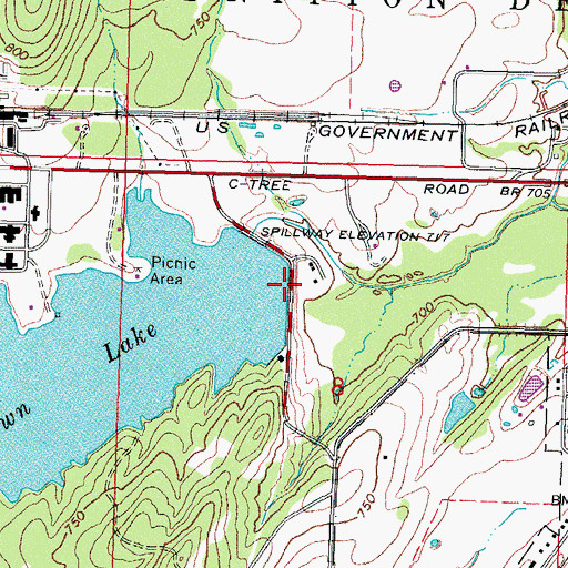 Topographic Map of Brown Lake Dam, OK