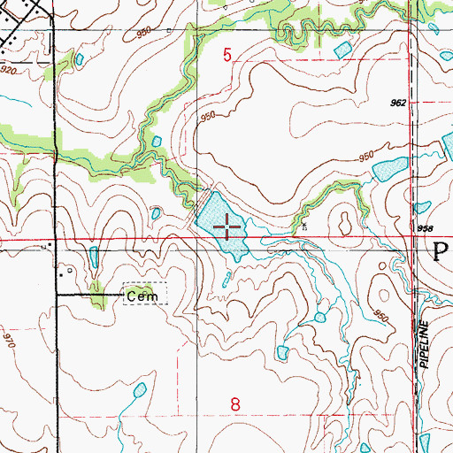 Topographic Map of Cow Creek Site 3 Reservoir, OK