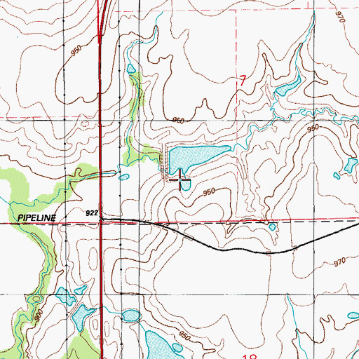 Topographic Map of Cow Creek Site 2 Dam, OK