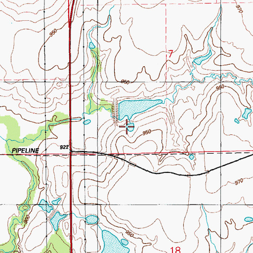 Topographic Map of Cow Creek Site 2 Reservoir, OK