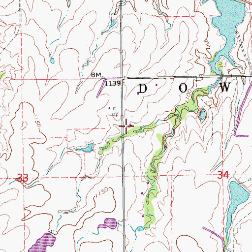 Topographic Map of Cottonwood Creek Site 54 Reservoir, OK